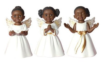 Angel Cherub Figurines, White, Set of 3