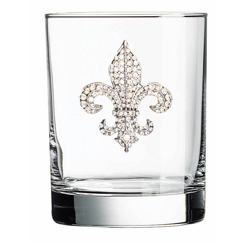 Diamond Fleur de Lis Jeweled Double Old Fashioned