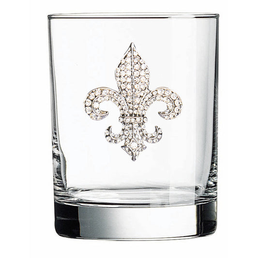 Diamond Fleur de Lis Jeweled Double Old Fashioned