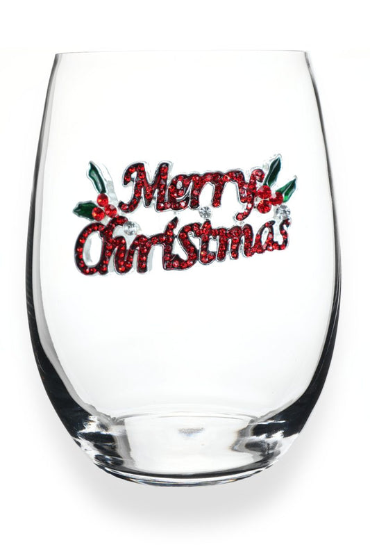 The Queens' Jewels Merry Christmas Wine Glass