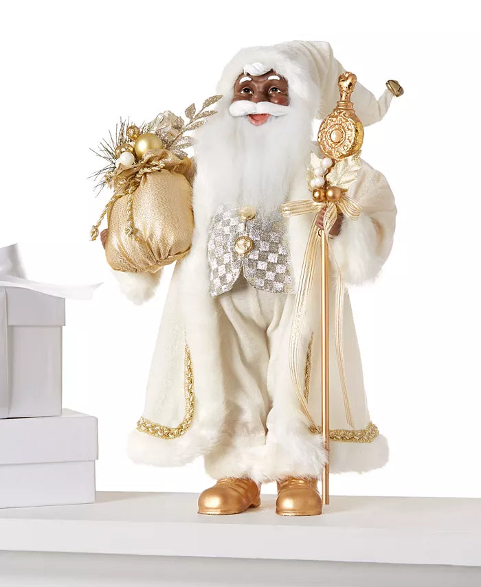 Ivory & Gold Santa Figurine with Gift Bag