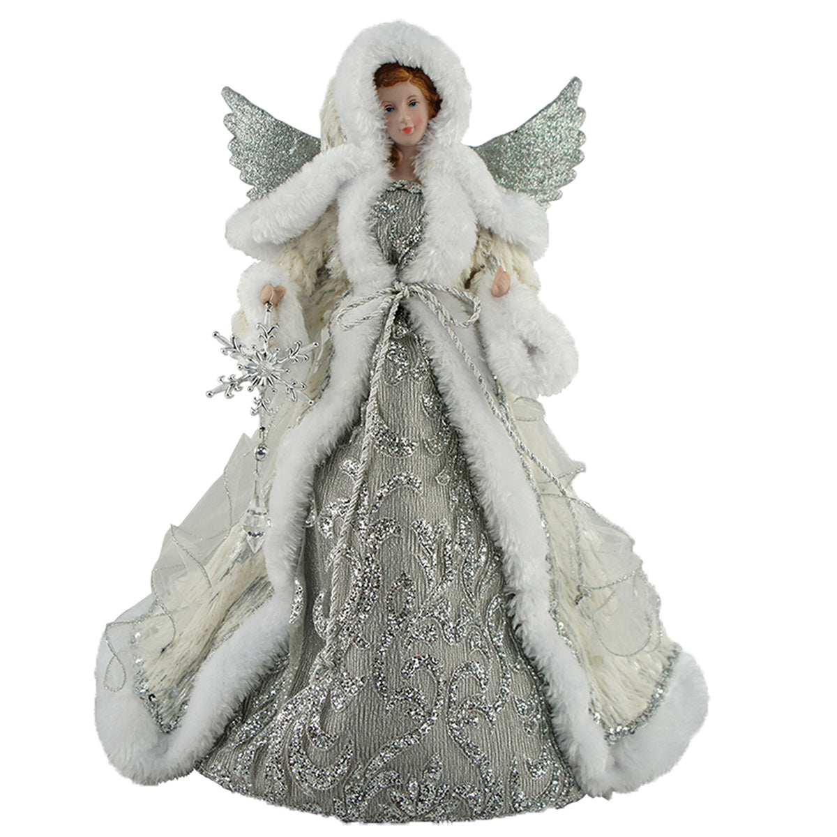 16" Silver Snowfall Angel Tree Topper