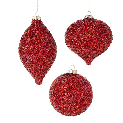 4" RED BEADED ORNAMENT