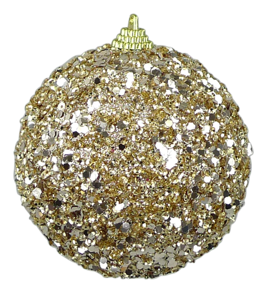 4" Sequin Ball w/Snowflake - 
Champaign/White