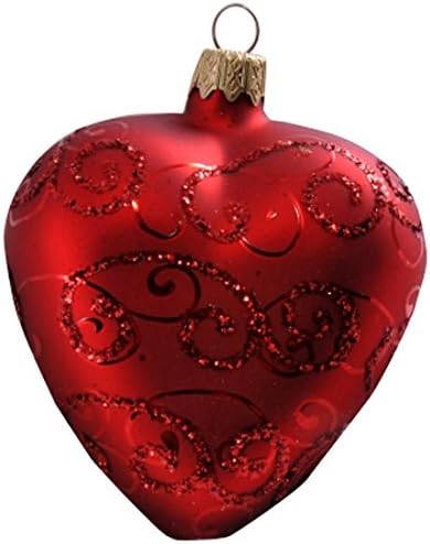 Wise Elk Handblown Hand Painted Christmas Ornament Form Red Heart 3.35''