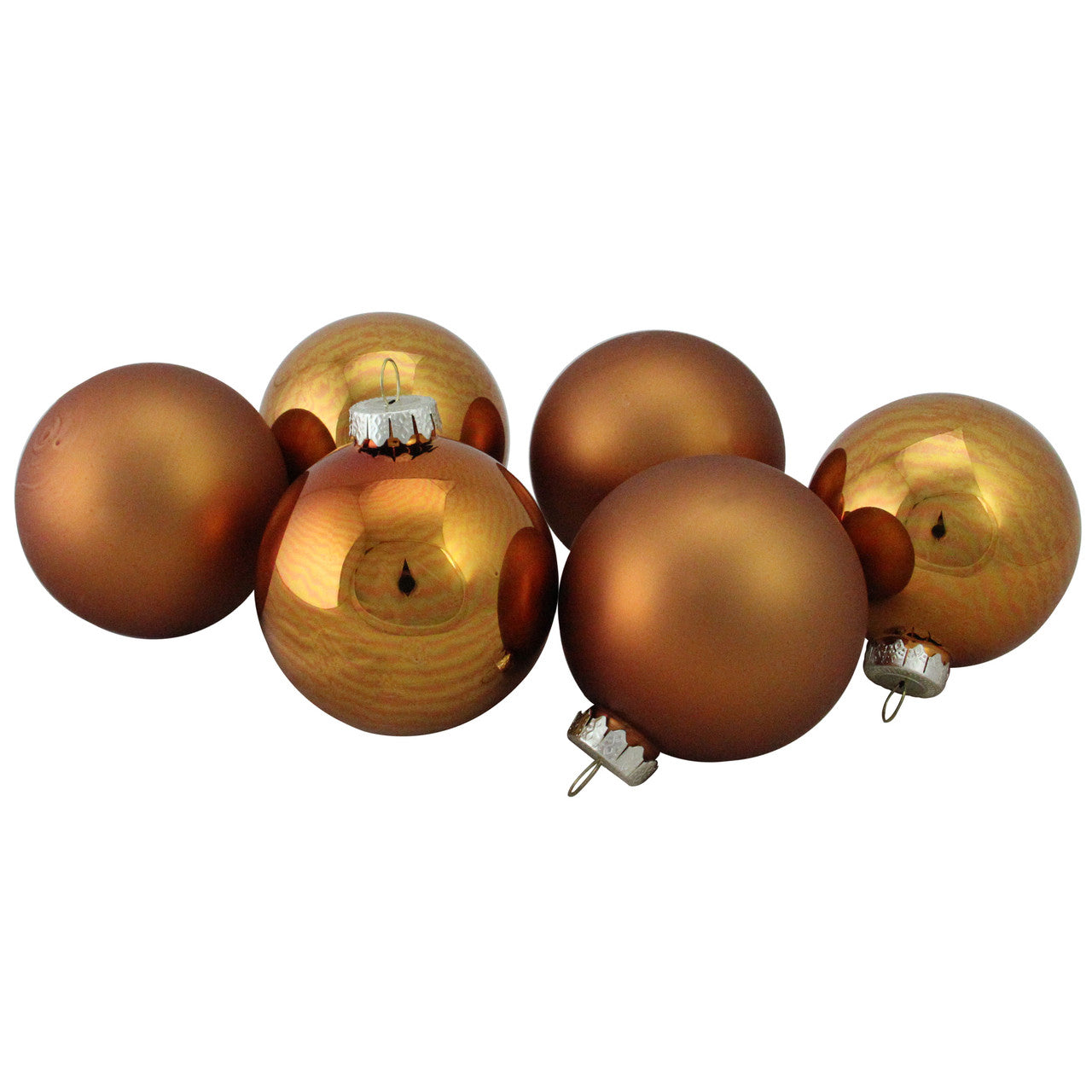 80mm 6 Ct Bronze and Amber Glass Christmas Ball Ornaments