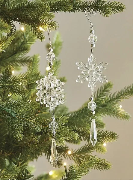 9.75" Snowflake Drop Ornament Set of 2