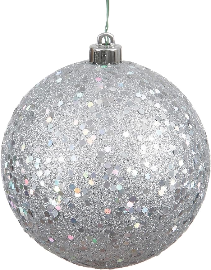 3" Sequin and Glitter Ball - Sliver