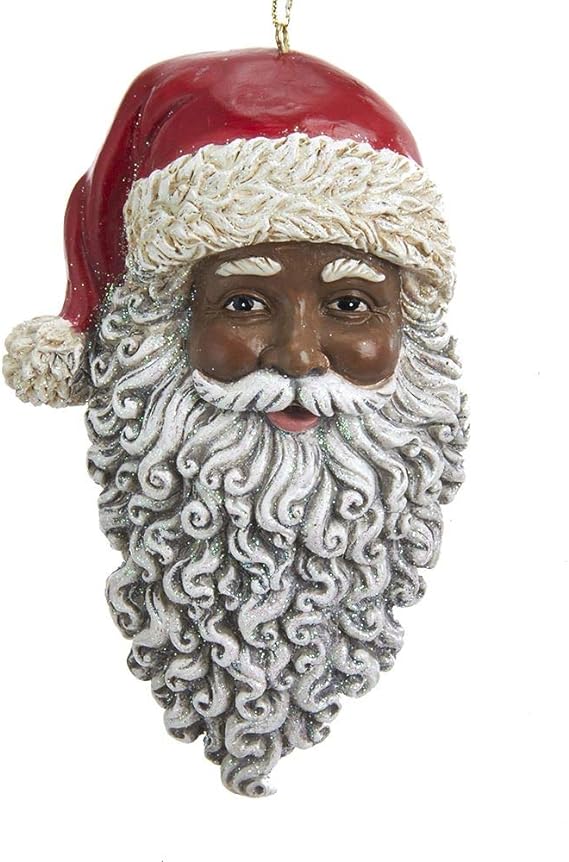 African American Santa Head Ornament