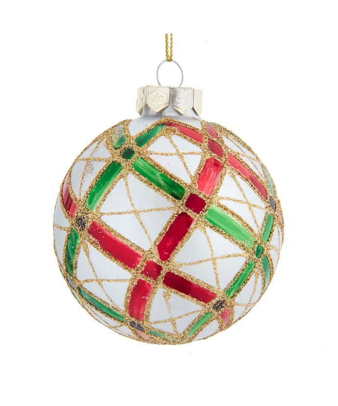 80MM Glass Plaid Ball Ornaments, 6-Piece Box