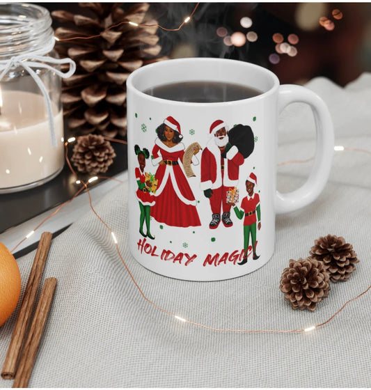 Santa's Crew Holiday Magic Mug by Mah Melanin