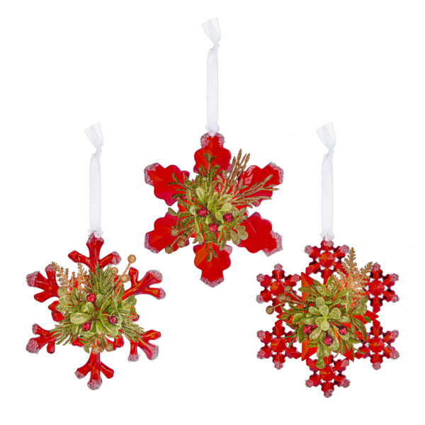 4.5" Red Jewel Snowflake Ornament