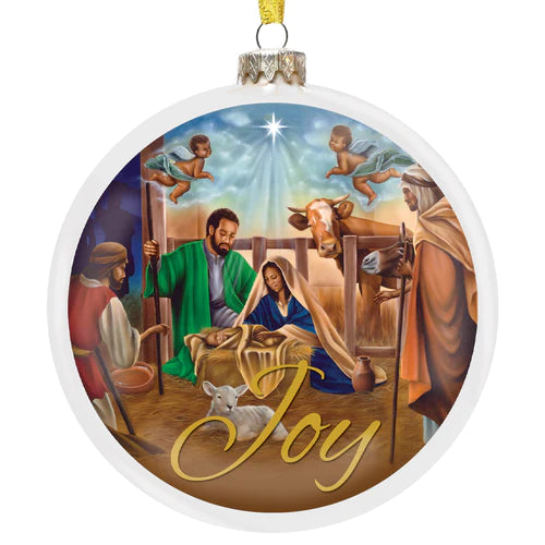 Nativity (Joy) Glass Ornament