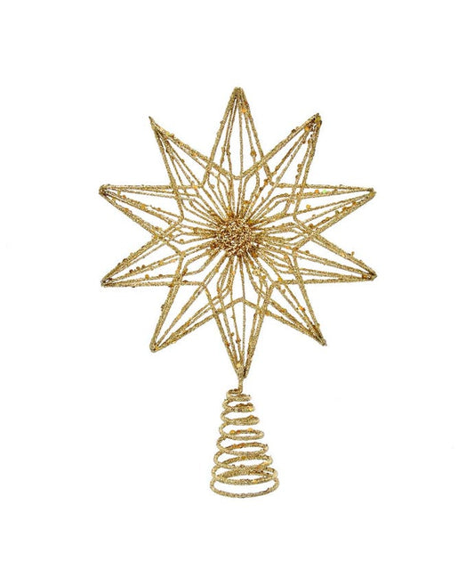 12.5" Un-Lit Gold Glitter Polygonal Star Treetop