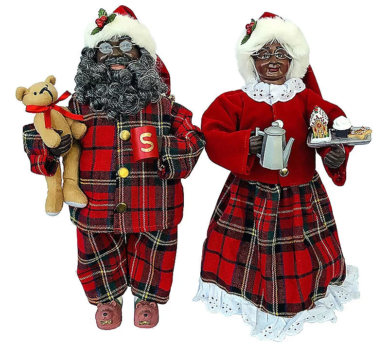 15" Black Pajama Clauses, Set of 2 by Santa's Workshop