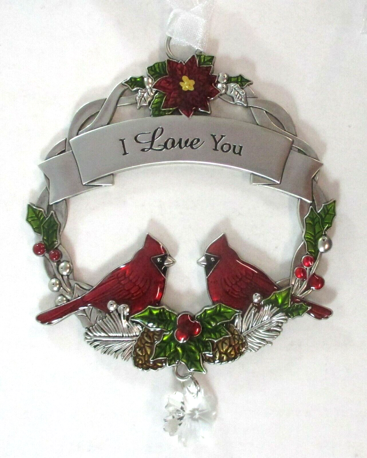 I Love You Zinc Cardinal Ornament by Ganz