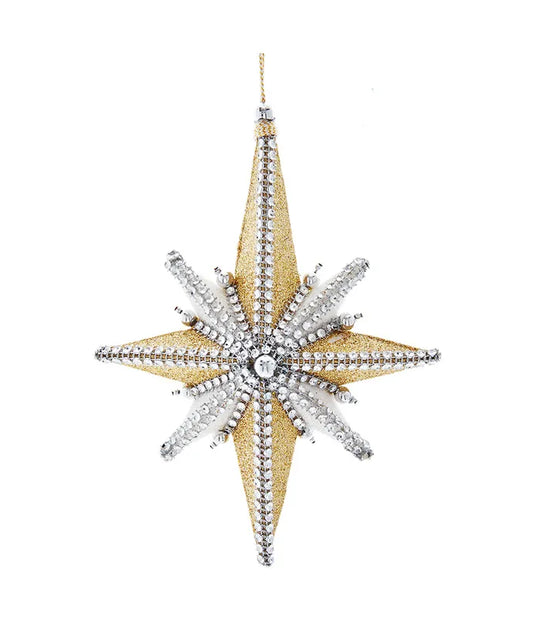 White and Gold Bethlehem Star Hanging Ornament